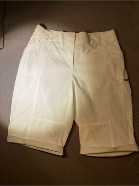 Women’s White Utility Bermuda Shorts